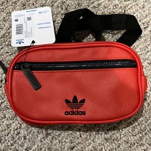 Adidas Original Leather Waist Pack Red Black